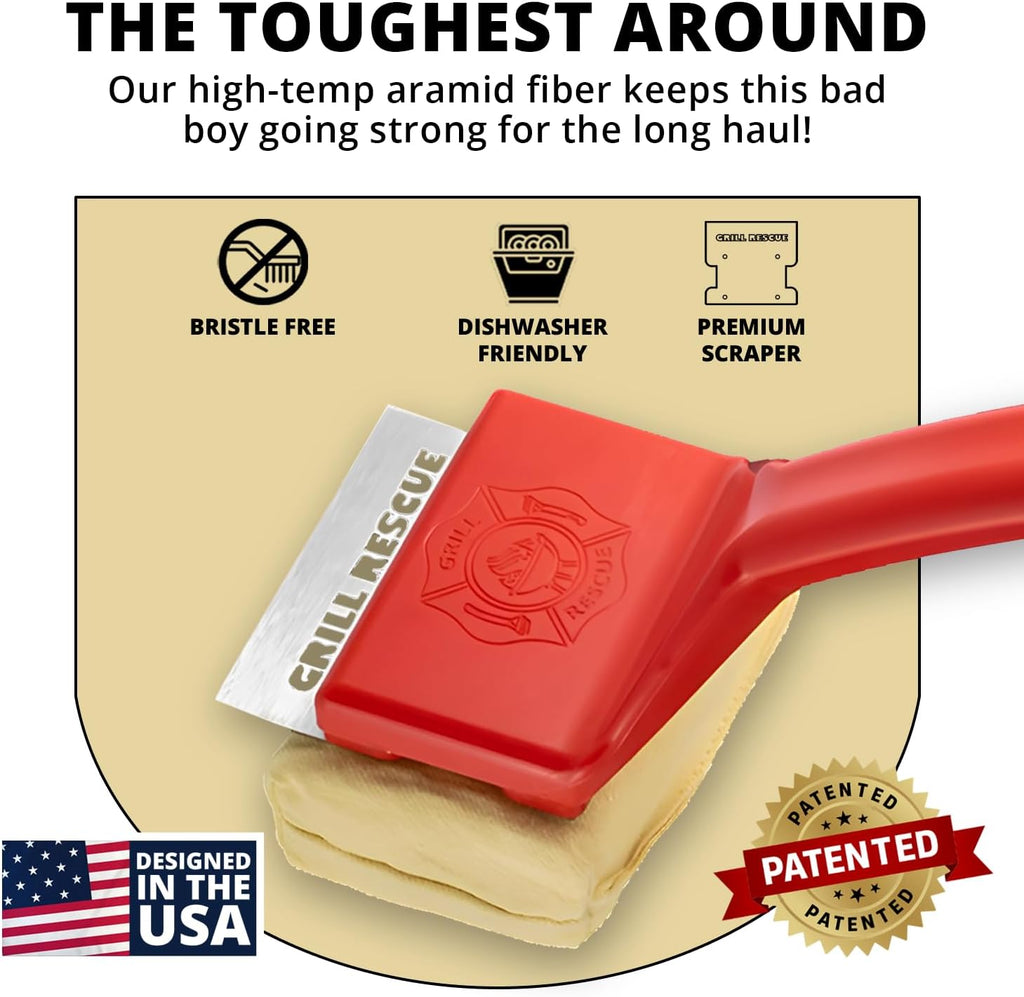 GRILL RESCUE BBQ - Bristle-Free Grill Brush for SAFE Cleaning