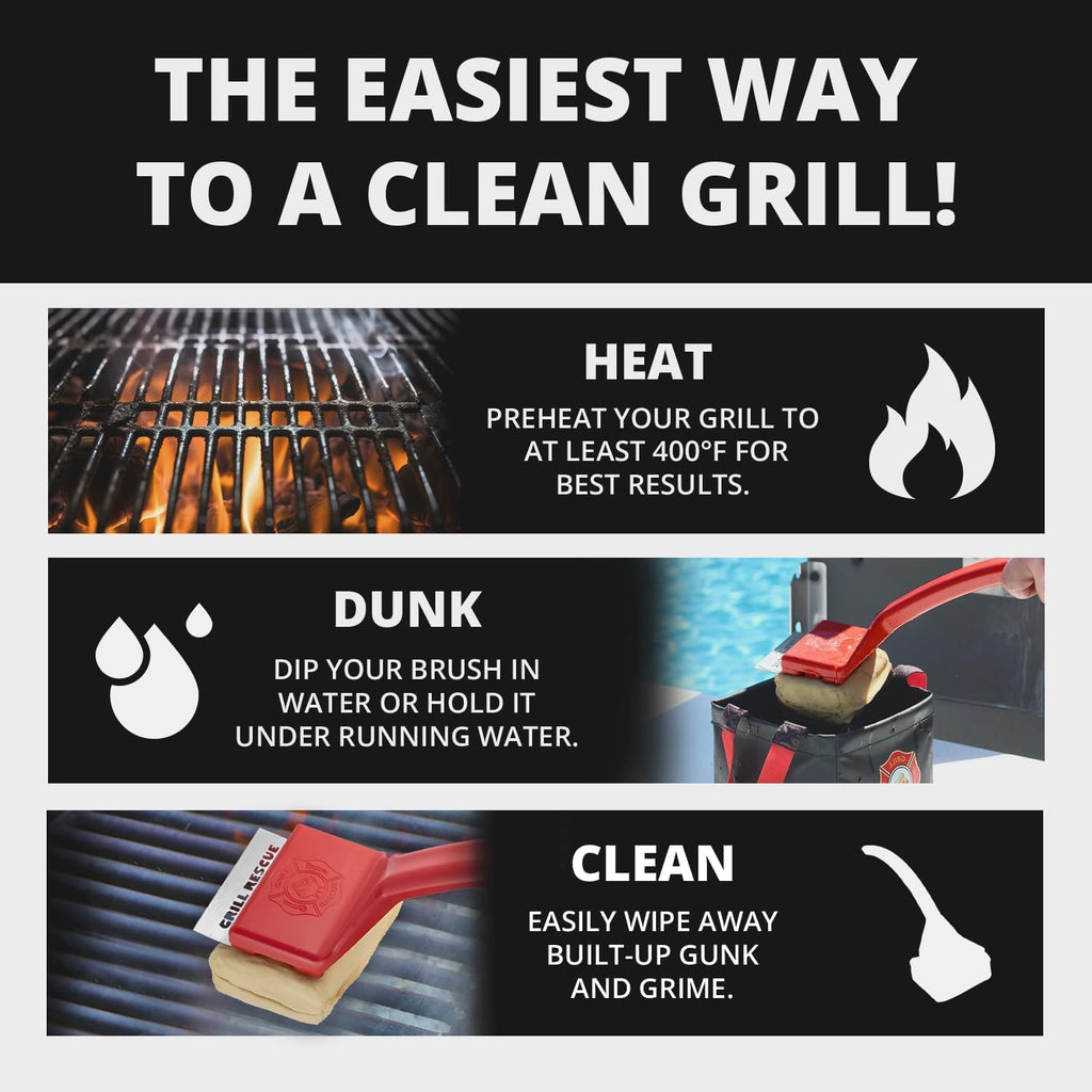 GRILL RESCUE BBQ - Bristle-Free Grill Brush for SAFE Cleaning