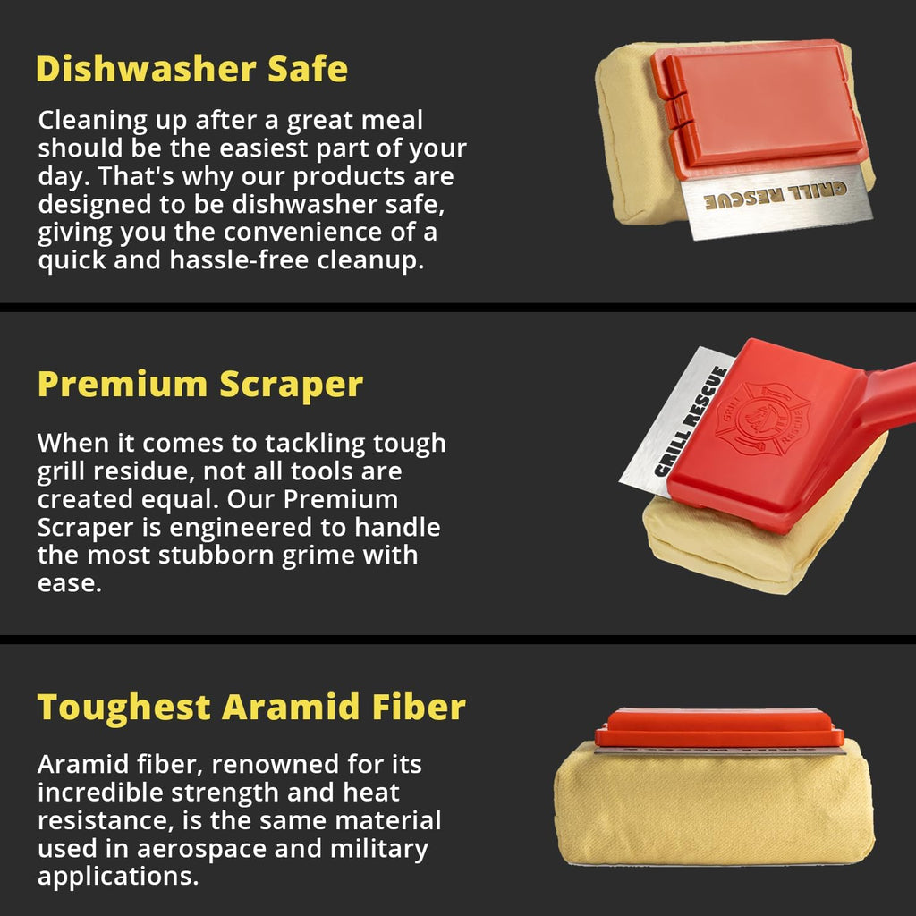 GRILL RESCUE BBQ - Bristle-Free Grill Brush for SAFE Cleaning