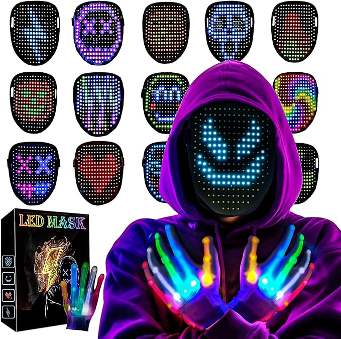 LED - MASK GLOVES Cool Stuff for KIDS & ADULTS - LIGHT UP Gesture