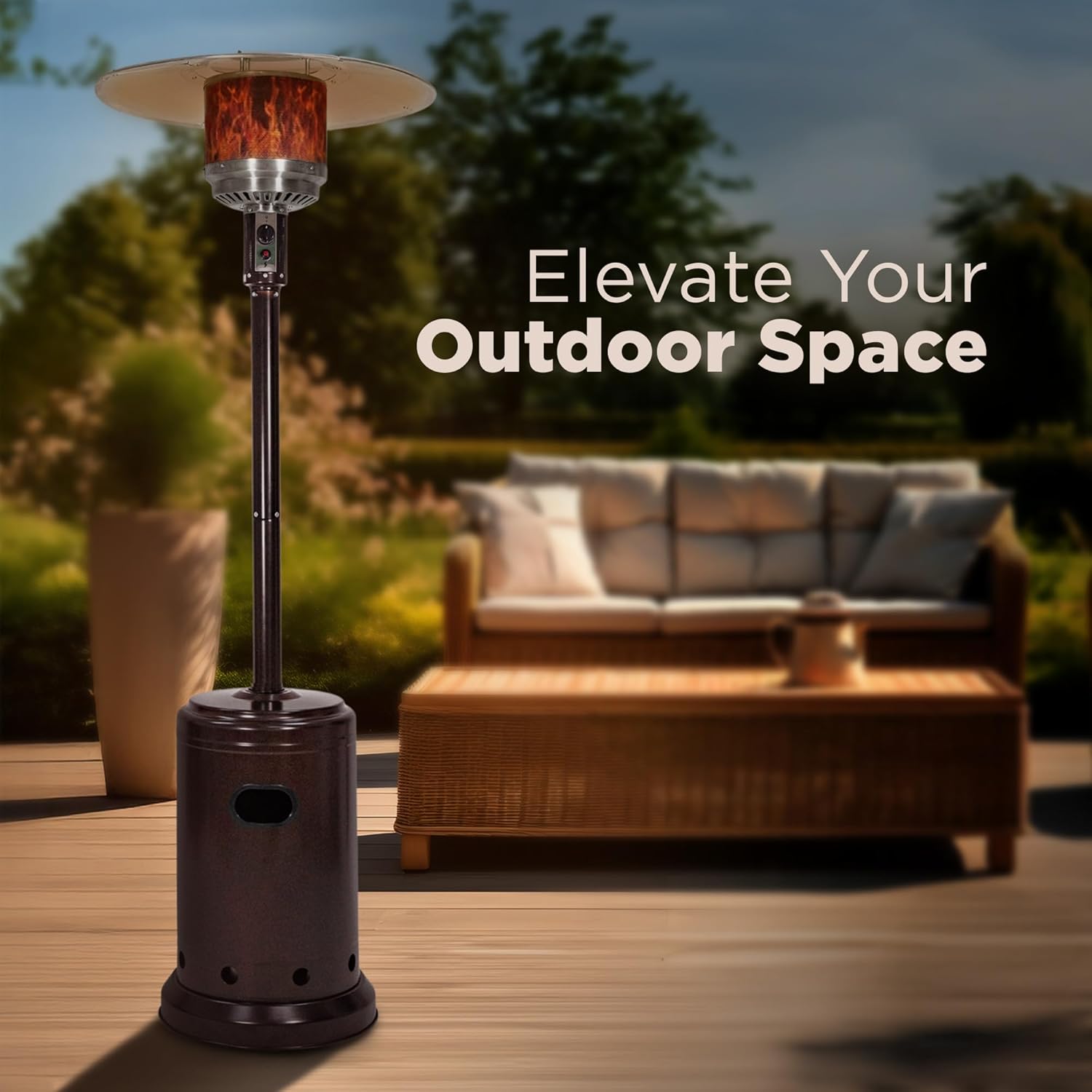 46,000 BTU Outdoor SOOTHING WARMTH: PROPANE HEATER with Wheels