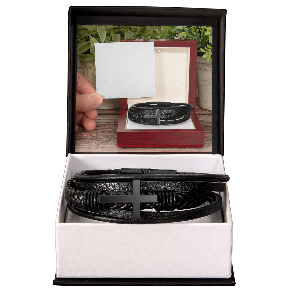 Men'S HANDSOME CROSS BRACLET Features a Strong magnetic clasp